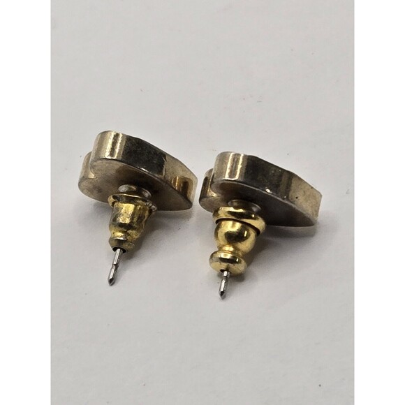 Goldtone Heart Pierced Earrings with "J" Engraved - Picture 3 of 3